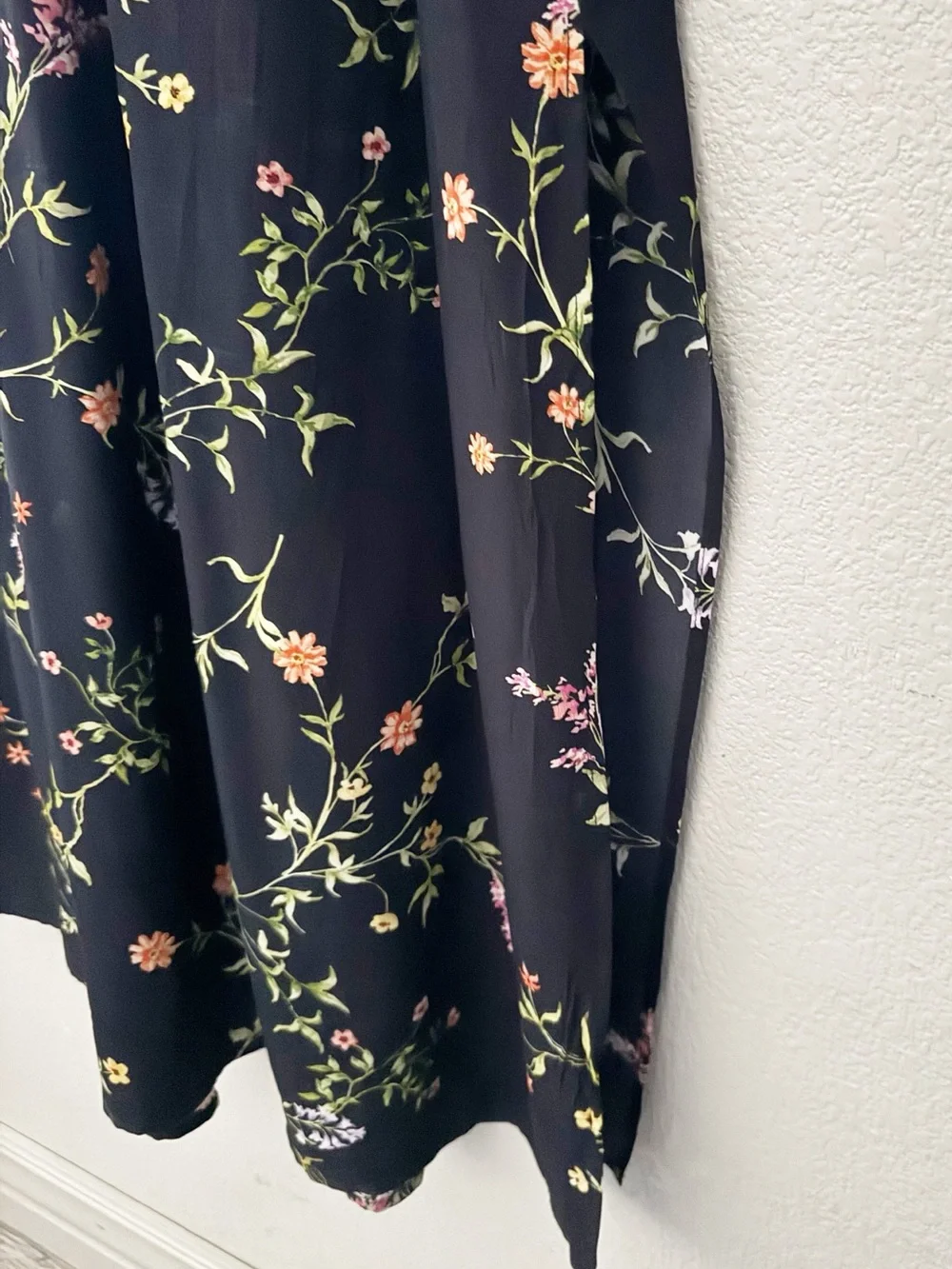 L'agence Cameron Silk Crepe Maxi Shirt Dress Large Black Floral Feminine - Picture 9 of 10